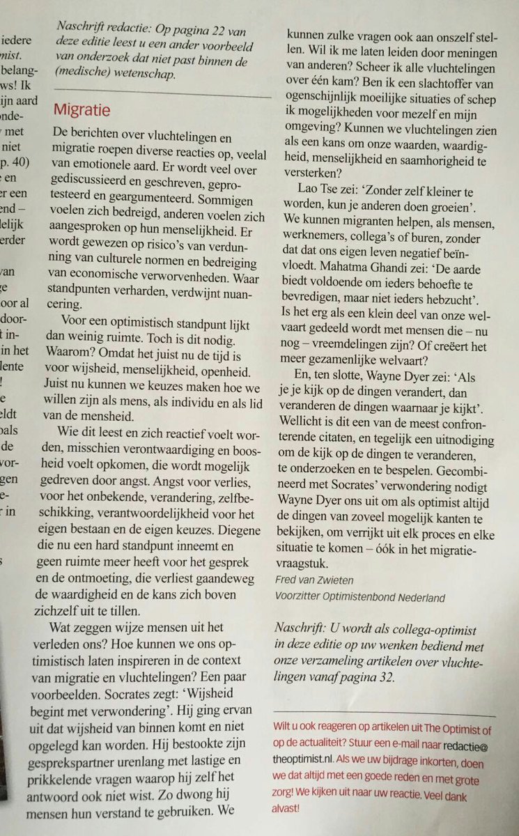 Optimistenbond's tweet photo. Ingezonden stuk @OdeToOptimism #optimist https://t.co/yT7WZeUFVw