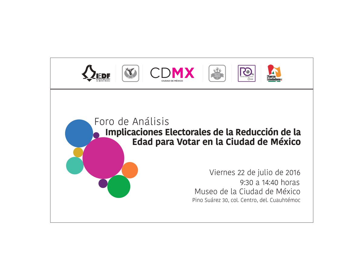 fzaciudadanaac's tweet photo. 22/07  9:30 en el @MuseoCDMX hay foro sobre pertinencia de reducción de edad para votar en #CDMX #Invitación https://t.co/ms2QLMzjZP