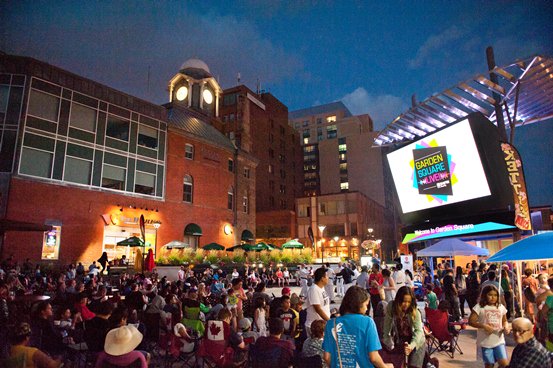 CityBrampton's tweet photo. Watch CBC’s broadcast of “The Tragically Hip: A National Celebration” in #GardenSquare https://t.co/JiIKD2KRR9 https://t.co/4m1TECafme