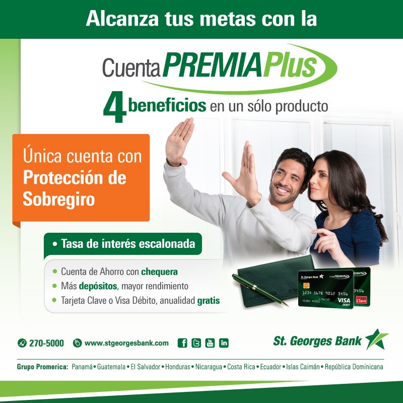 StGeorgesBank's tweet photo. ¿Sabías que nuestra Cuenta de Ahorro #PremiaPlus es la única que incluye protección de sobregiro? ¿Qué esperas? https://t.co/oLf1BfQnqO