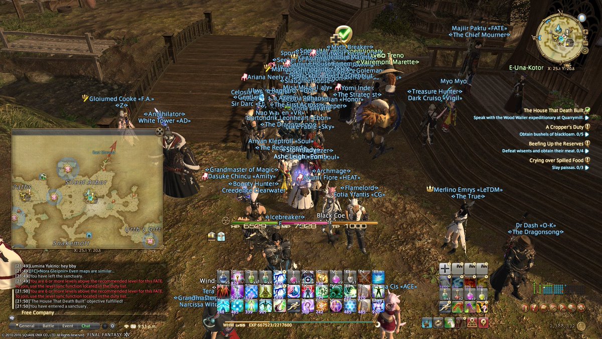 Phixyn's tweet photo. Patch days in @FF_XIV_EN are the BEST! Look at the amount of people in here! https://t.co/W42AE1Nram