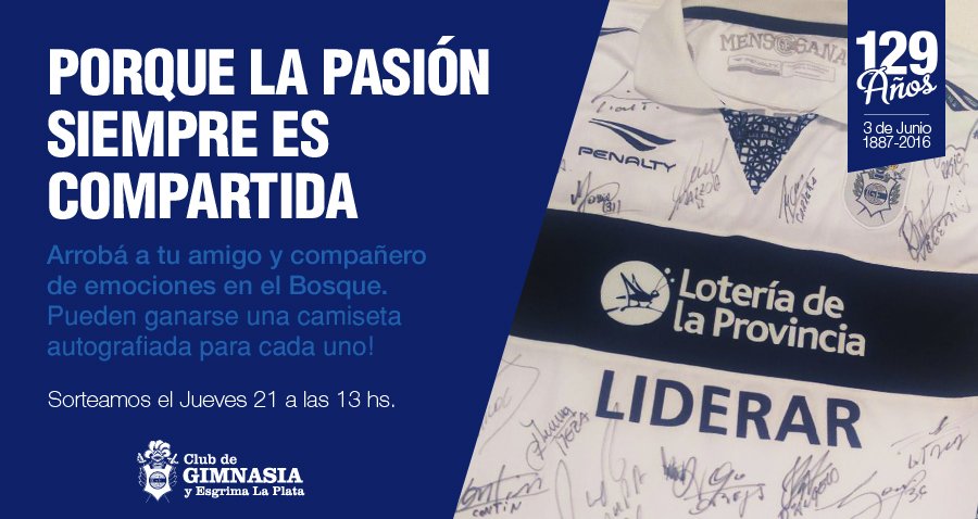 gimnasiaoficial's tweet photo. A partir de las 00 hs participá con #LoboMiBuenAmigo y ganate la camiseta autografiada por el plantel! https://t.co/QkrZ7GNfx4