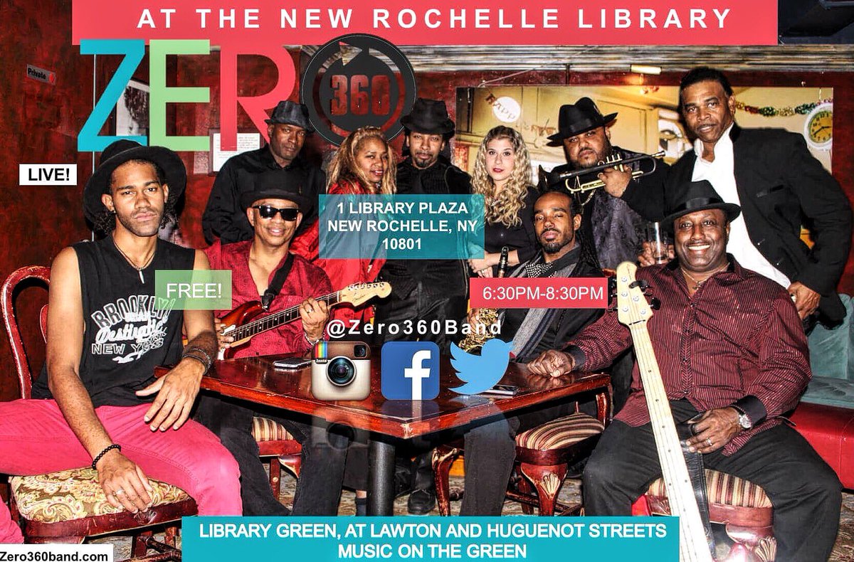 Zero360Band's tweet image. Zero 360 live at the #NewRochelleLibrary Thurs July 21st from 630-830pm. It's free! Come out and jam with us!