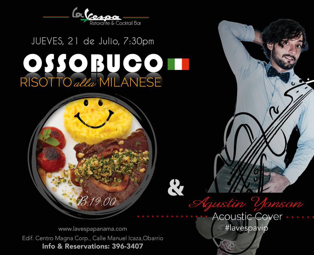 Este jueves lléguese a <a href="/LaVespaPanama/">La Vespa Panamá</a> !! Voy a estar tocando desde las 9:00, y de paso, la comida está brutal!