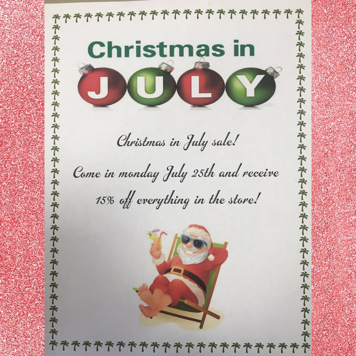StandleesInc's tweet photo. Don't miss our Christmas in July sale! July 25th everything in store will be 15% off!🎄🎅🏻  #ChristmasInJuly #cupcakes https://t.co/kSxTSPoC6x