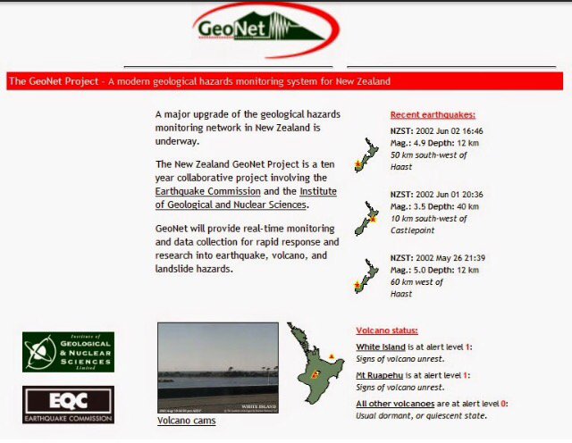 geonet's tweet photo. Check out our first website, it hit the Internet in 2002! #GeoNetTurns15 #WindBackWednesday https://t.co/eGYIYFaVME