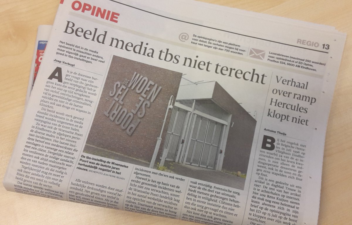 Beeld dat media schetst over TBS is niet terecht: vandaag in het ED. ggze.nl/n/3652
