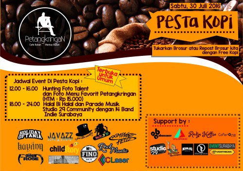 Halal BiHalal &amp; Pesta Kopi | 30 Juli 2016 @ Petangkringan Cafe | 12.00–24.00 WIB | FREE ENTRY | Info <a href="/Studio29_Sby/">Studio29 Surabaya</a>