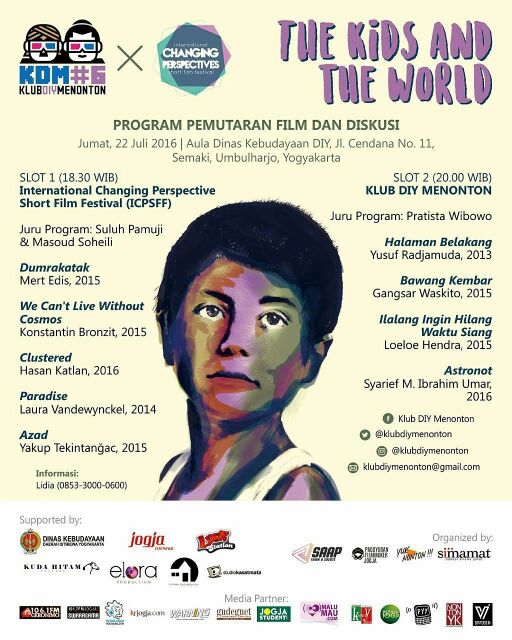 Pemutaran Film bersama @klubdiymenonton &amp; ICPSFF #KDM6 di Aula DISBUD DIY 22/7/2016 | 18.30 | Gratis