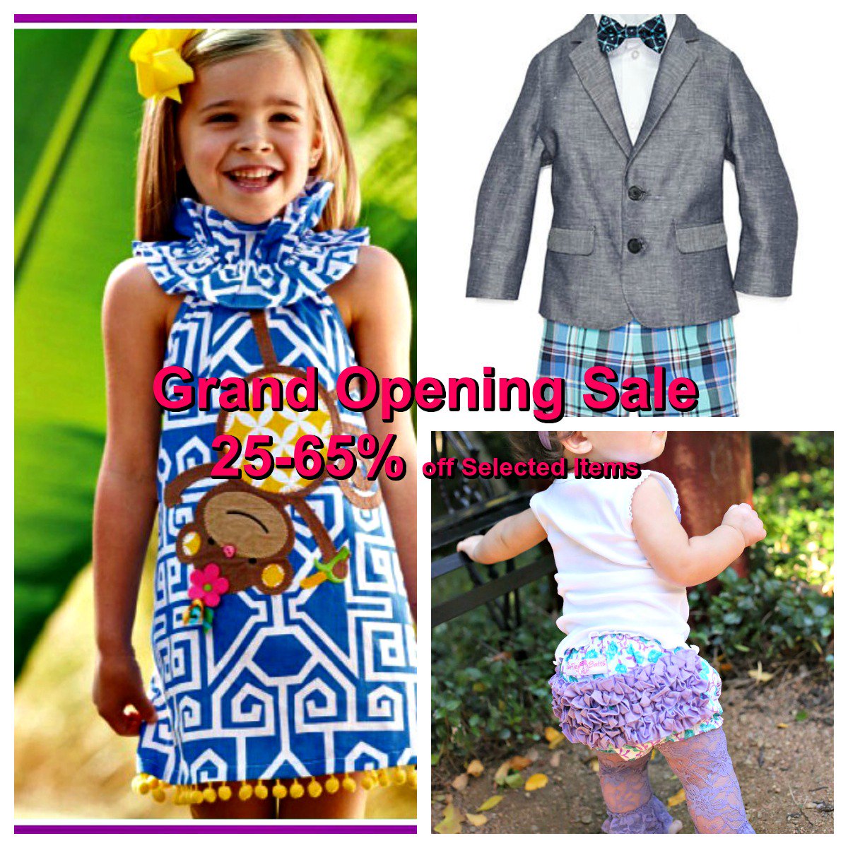 LilSupport's tweet image. Lil' Buttons Children's Clothing lilbuttons.com Come Shop With Us!
Grand Opening Sale! 25-65% Off