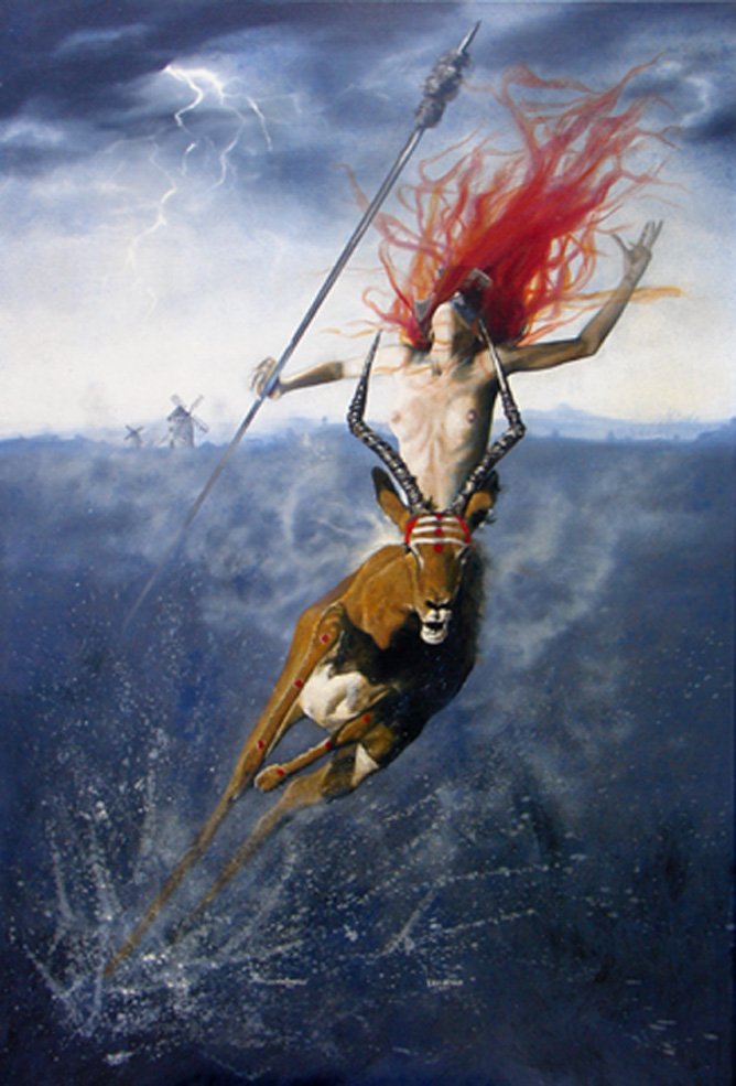 mularracilla's tweet photo. La fuga de la Mancha #TheEscapeOfTheMancha #LévasiondelaMancha #LaFugaDeLaMancha #cervantes400 #modernart #painting https://t.co/FM5mzqOLYr