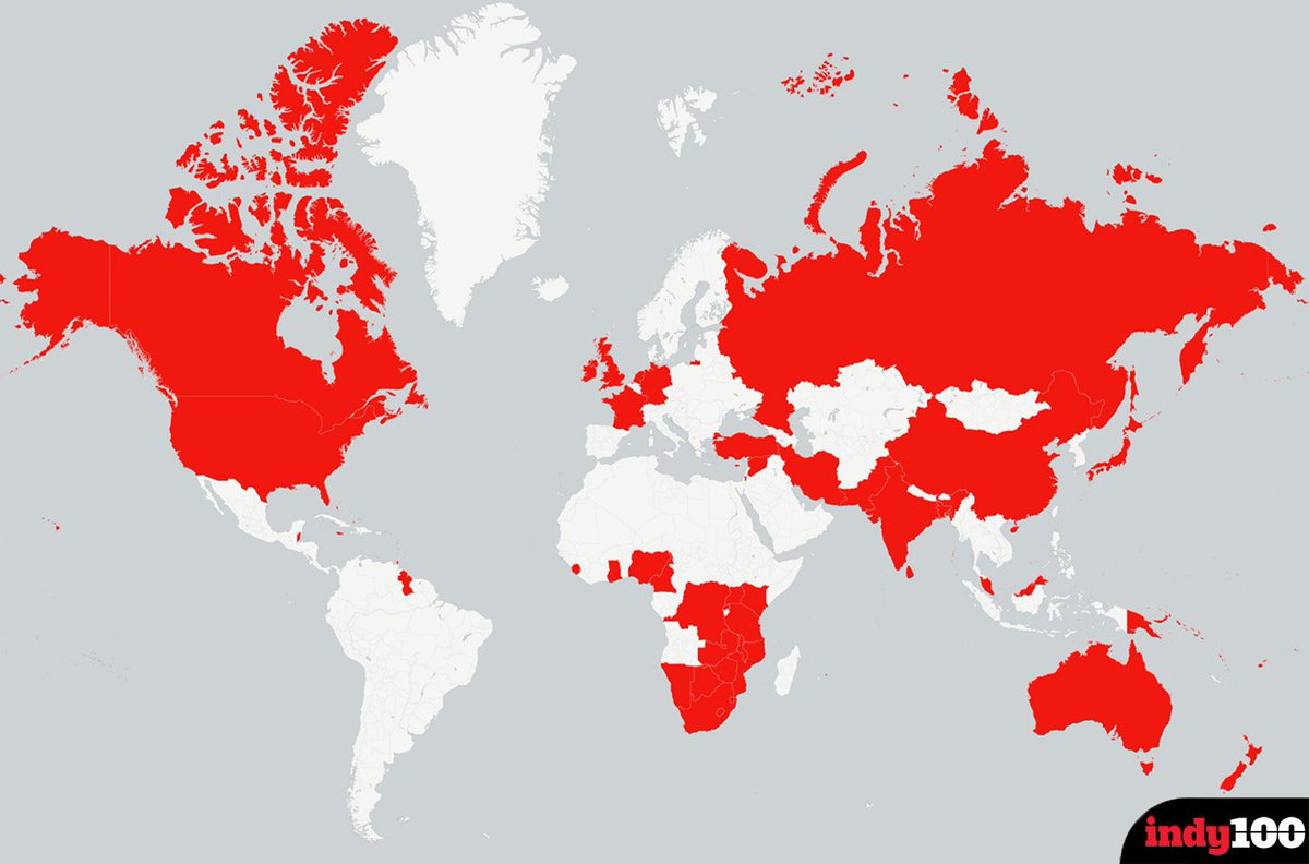 indy100's tweet image. A map of all the countries Boris Johnson has offended i100.io/aHjvlzg
