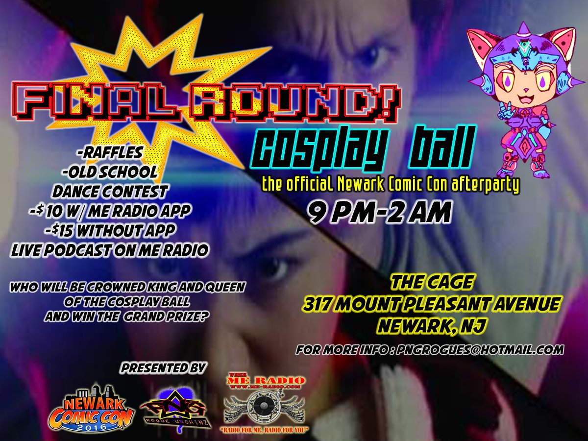 Peaceman74's tweet image. MCing the #FinalRoundCosplayBall this August after @NewarkCon ! 9 Pm- 2Am at The CAGE!