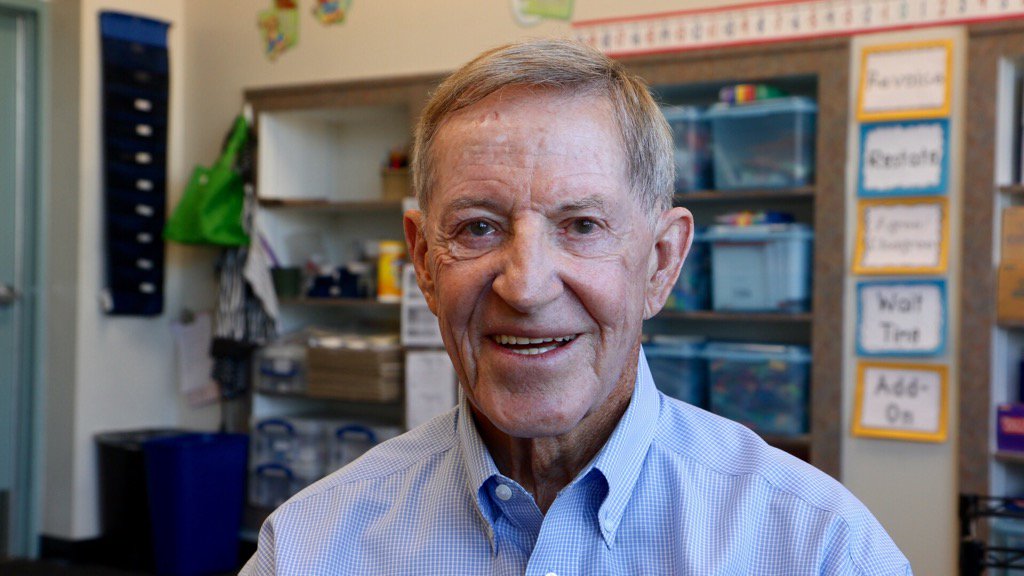 Former superintendent Thomas Weightman at R.B. Cox Elementary School this morning.