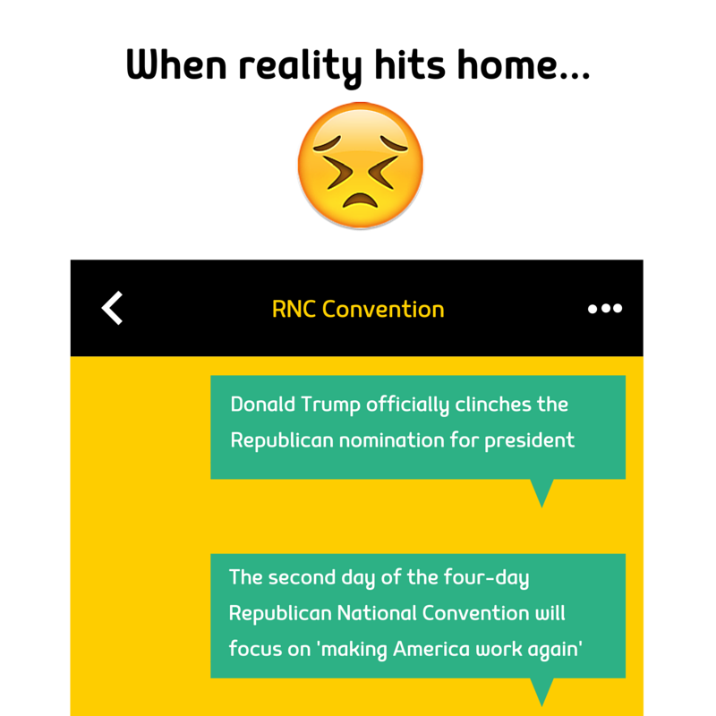 tikiapp's tweet photo. Flash Tikis will be rolling out soon with in the moment notifications of the presidential race #chatbots #startups https://t.co/SJu8c4nCMp