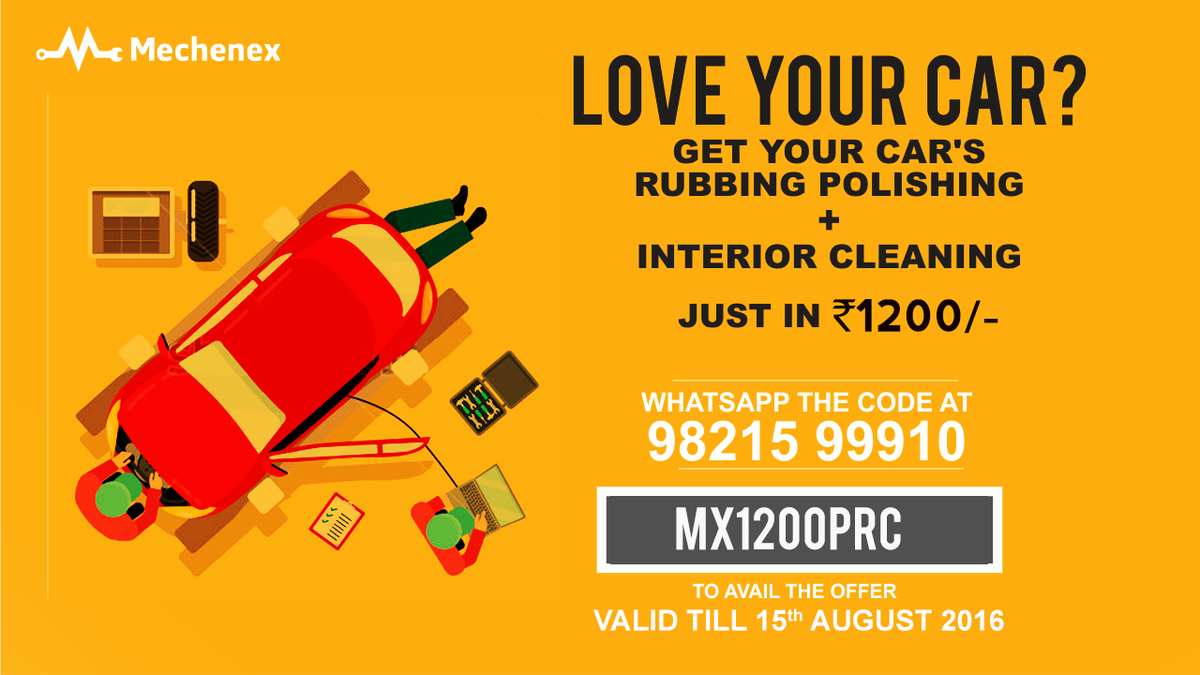 mechenex's tweet photo. Interior Drycleaning,Rubbing &amp; Polishing @ INR 1200 Only.
Whatsapp MX1200PRC To 9821599910 To Activate The Code. https://t.co/jWcoqvZX4a