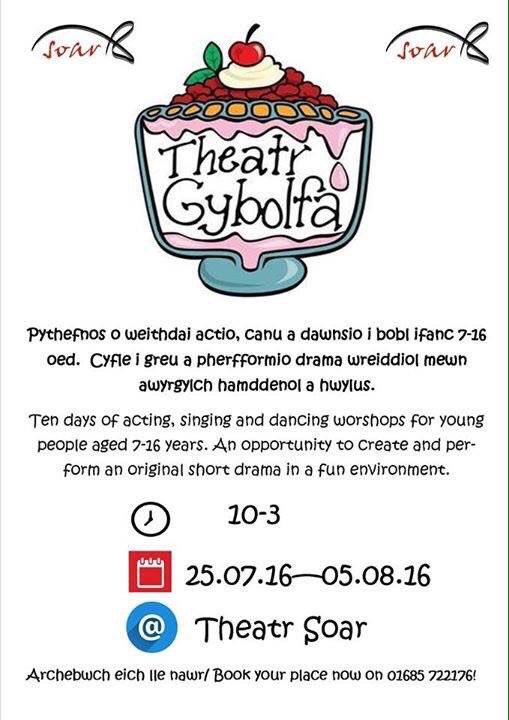 Acting, dancing and singing workshops for young people age 7-16 <a href="/TheatrSoar/">Theatr Soar</a> starting next week! And all for FREE!