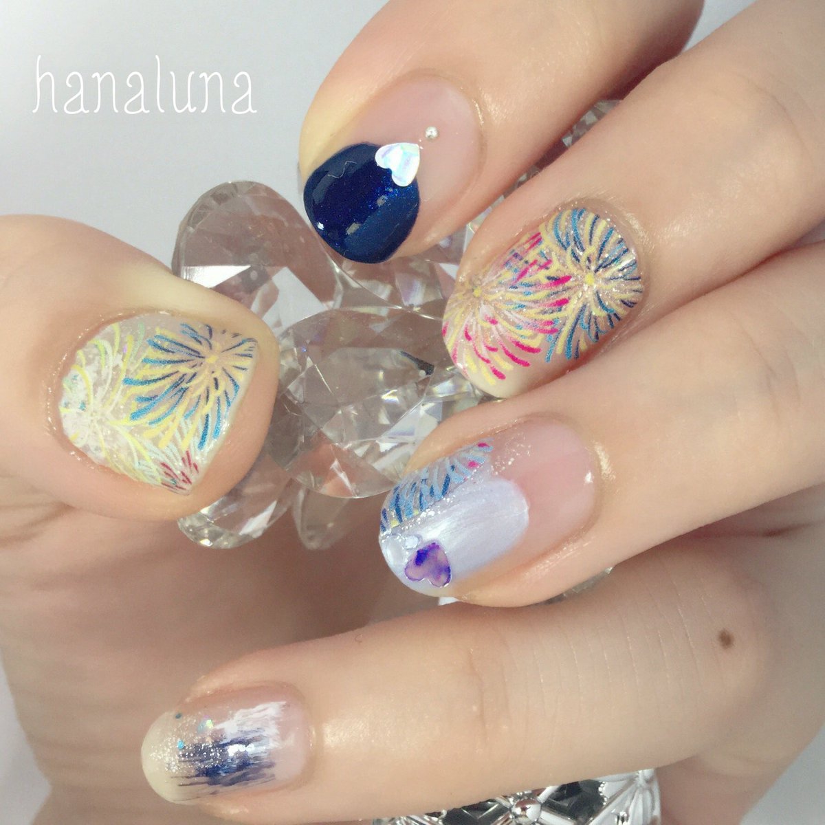 はなるな また花火ネイルです やり方は来週の動画にて 花火 Hanabi 夏ネイル ネイルシール Nailseal 100均ネイル Nail セルフネイル Selfnail