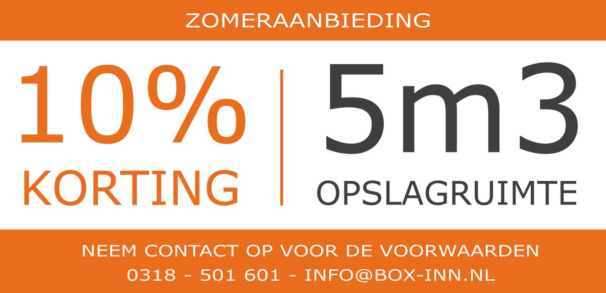 Nu 10% korting op 5 m3 #opslagruimte #Veenendaal #Rhenen #Ede #Tiel box-inn.nl
