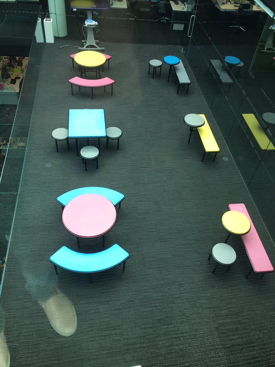 Kim Thomé 'Hues' furniture installation at Bloomberg for ' Waste Not Want It' series inspired by colour field ptg