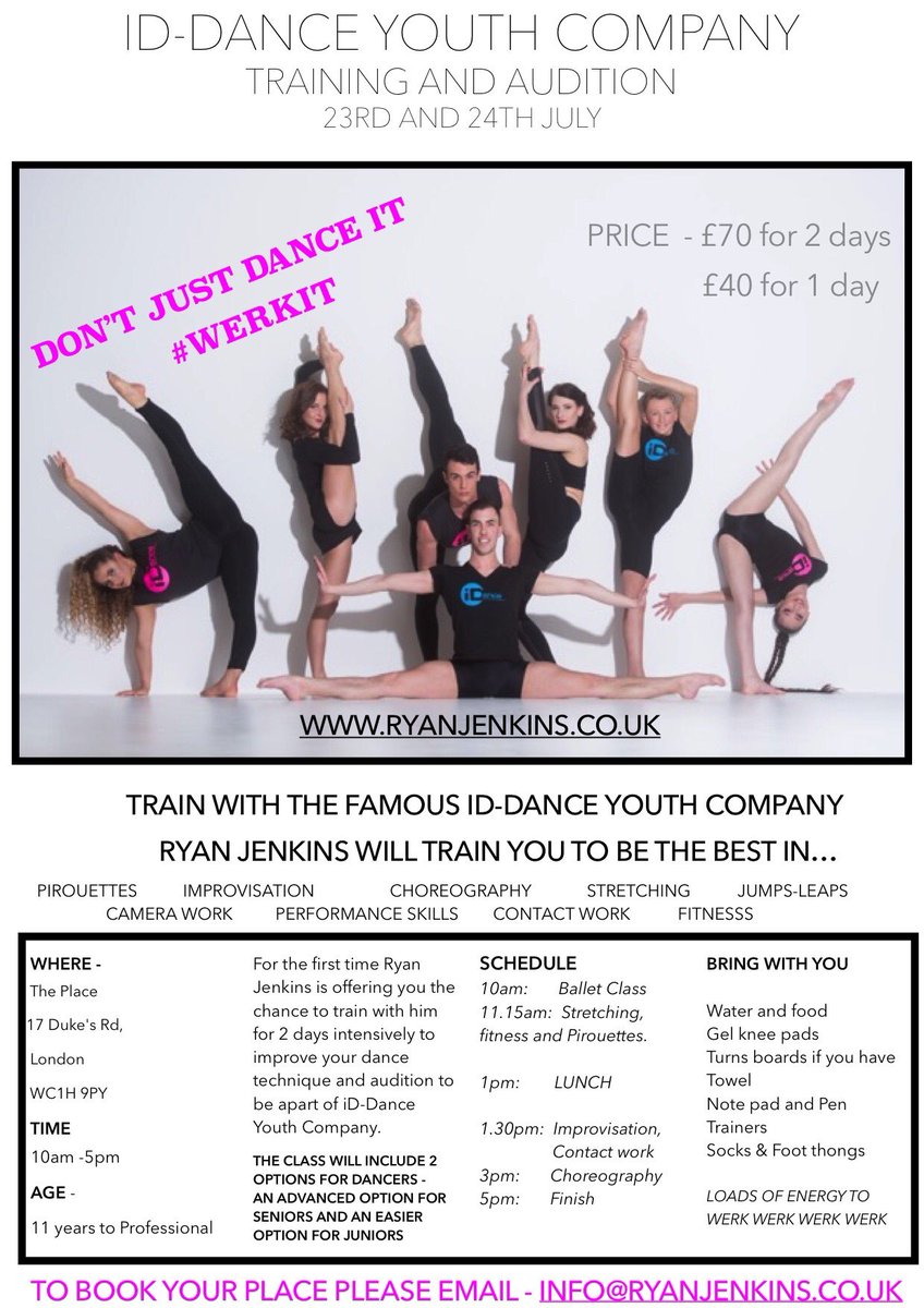 2 Day training -Ryan Jenkins 23&amp;24 July - @dancetribenet <a href="/DanceTeacherHub/">DanceTeacherHub</a> <a href="/danceaidUK/">danceaid children's charity</a> @dancersbox <a href="/britishdancecup/">British Dance Cup</a>