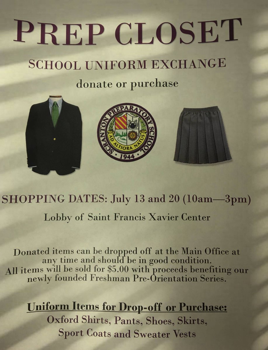 scrantonprep's tweet image. A friendly reminder, today is the last day for Prep's Closet. Doors open at 10am! #uniformexchange #ScrantonPREP