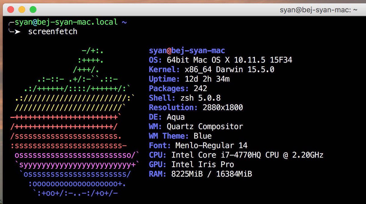 __syan__'s tweet image. It&apos;s really cool! #screenfetch 👍