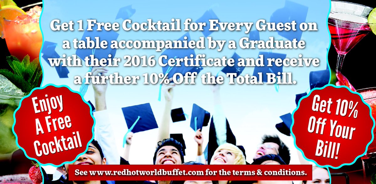 Don't forget we have a great graduation #offer at the moment 🎉 check our website for T&amp;Cs: redhotworldbuffet.com