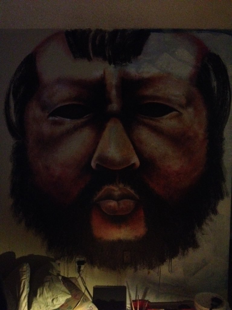 zk_art's tweet photo. #wip #portrait #mural #kublaikhan #marcopolo #series2 #art #china #mongols #acrylic #painting #netflix https://t.co/UVeqvGtwZN