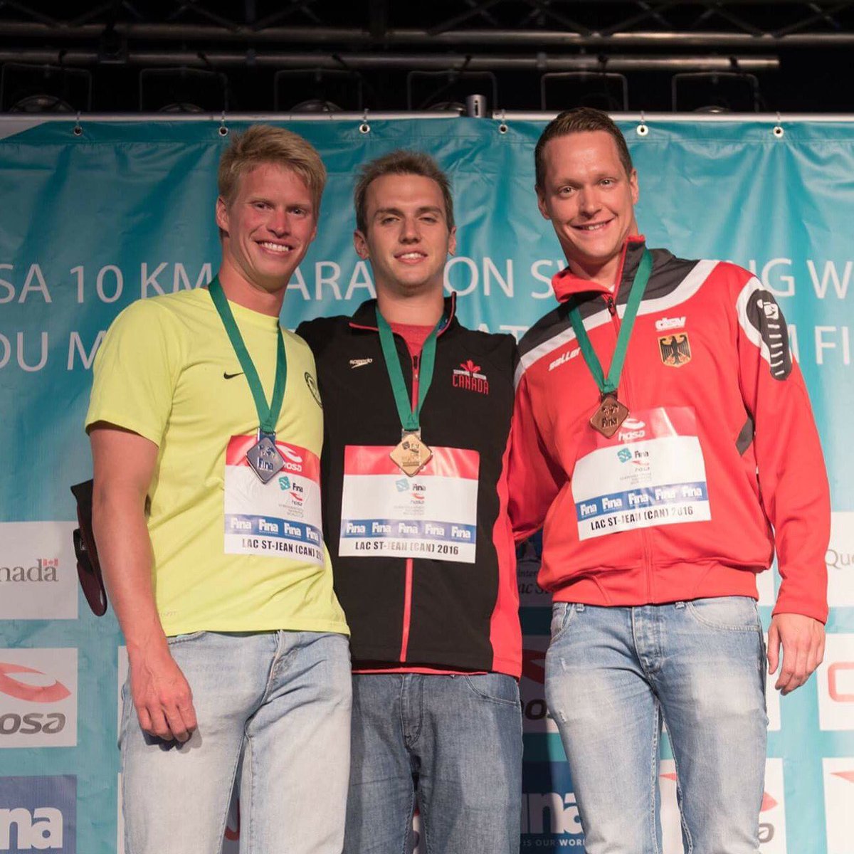 Winners ceremony 3. Place at the @fina1908 Worlcup in Lac St. Jean/Kanada.<a href="/Traversee/">Traversée lac StJean</a>