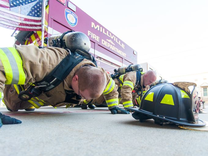PHOTOS:  #Millville #Fire Department takes 22 push-up challenge ow.ly/5fwk302TZwq #veterans #suicide