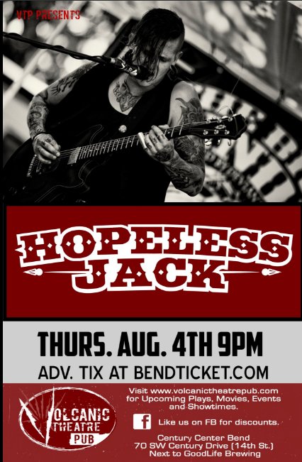 Bendticket's tweet photo. Tomorrow night @BendTheatrePub #HopelessJack will be slaying #InBend! Get your tickets now! https://t.co/eUuJ7zPOPv https://t.co/robsM8TIaA