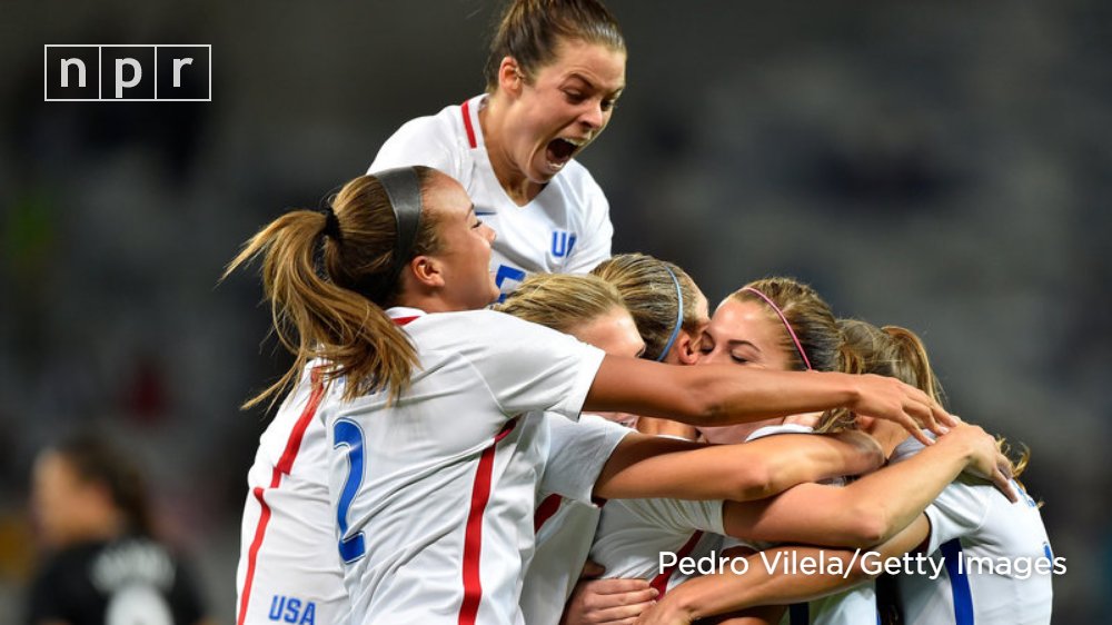NPR's tweet photo. U.S. women's soccer team opens #Rio2016 with win over New Zealand. https://t.co/OW5Rc3n2RW @nprolympics https://t.co/Nd16dwnzlY