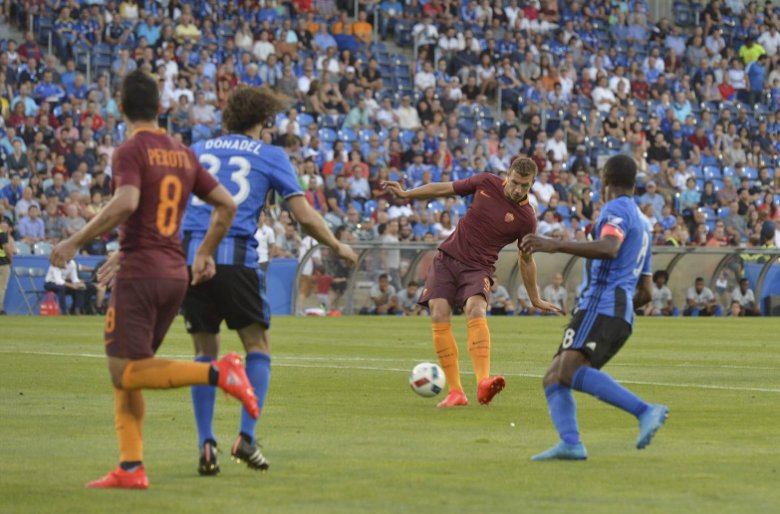 Montreal-Roma risultato finale 0-2, gol di Dzeko e Nainggolan nel primo tempo