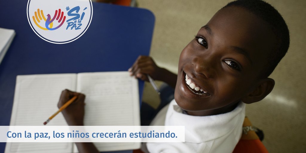 GobDigitalCO's tweet photo. Con paz no habrá más niños en la guerra. Estarán en escuelas donde forjarán su futuro y construirán país #SíALaPaz https://t.co/wdn1fSpDIw