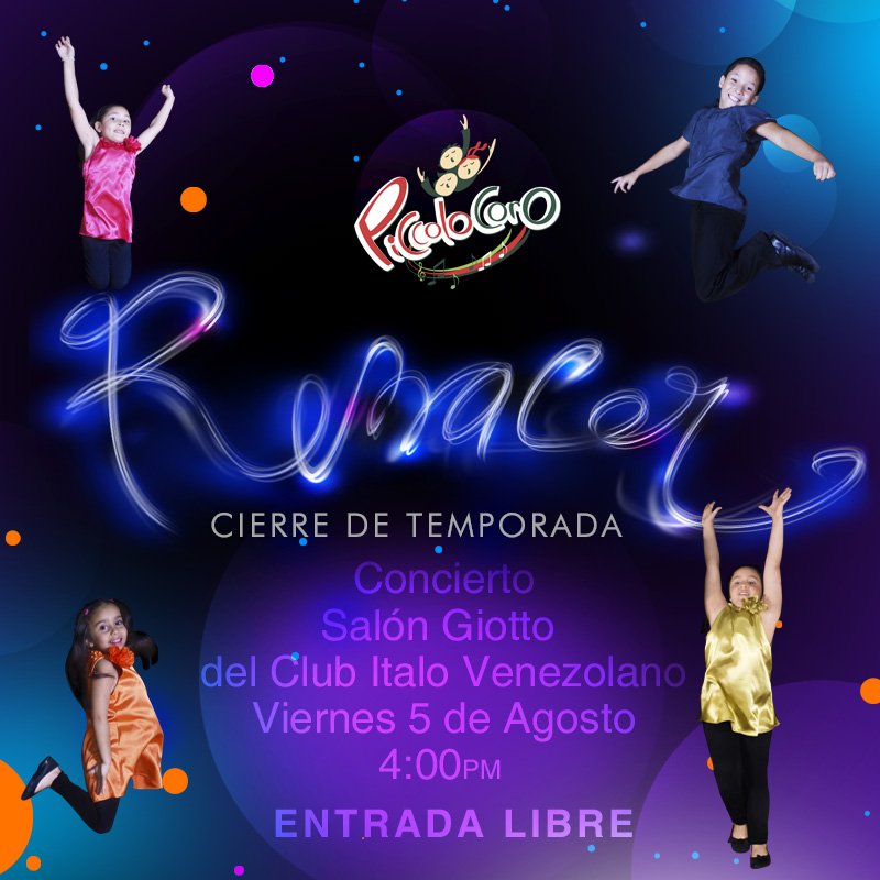 Viernes  Salón Giotto Club Italo a las 4pm,temporada "Renacer" Piccolo Coro, Campanas Libertador y <a href="/EnsamblArte/">Grupo EnsamblArte</a>