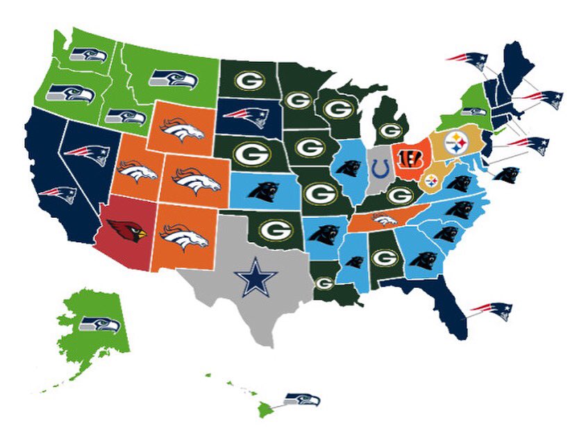 NFL Memes on Twitter: "Map showing which team every state ...