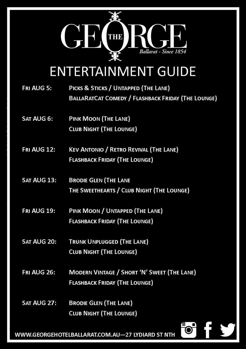 Lots on this month at The George!