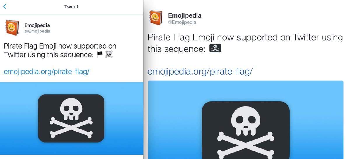 Emojipedia 📙 on Twitter "Pirate flag sequence showing on Mac app (left