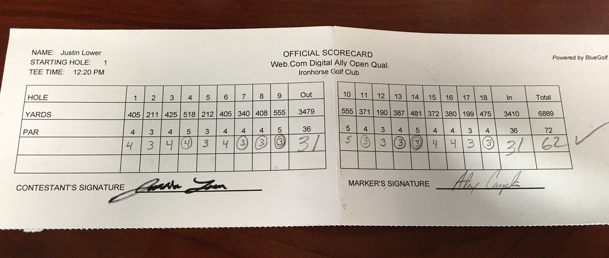 Update: A new course record round of 62 by Justin Lower in the <a href="/WebDotComTour/">Korn Ferry Tour</a> @DigitalAllyOpen qualifier! #Is58Next?