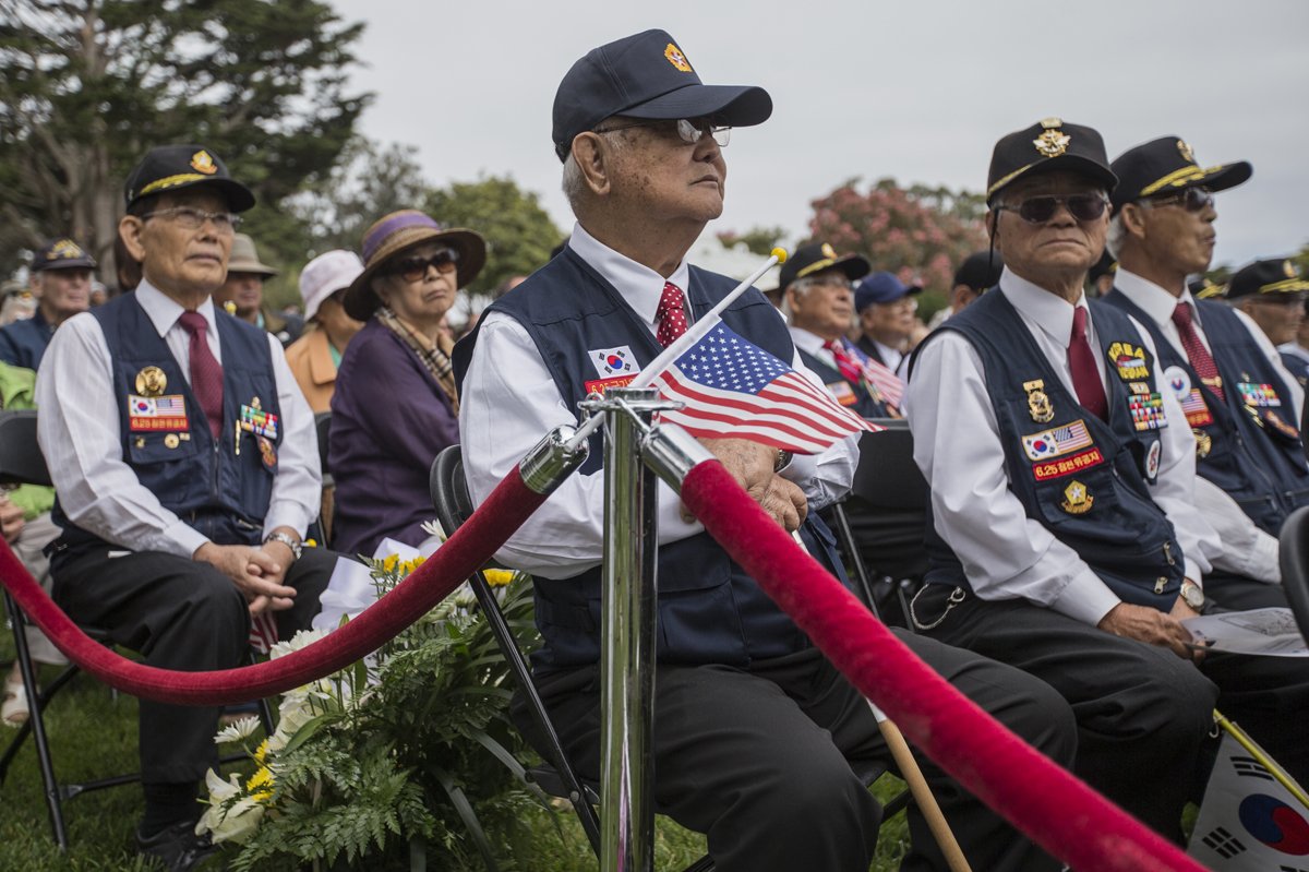 sfexaminer's tweet photo. PHOTOS: Korean War Memorial opening ceremony honors veterans https://t.co/ho2OoIGvJb via @jachristian https://t.co/qZgb3zrECg