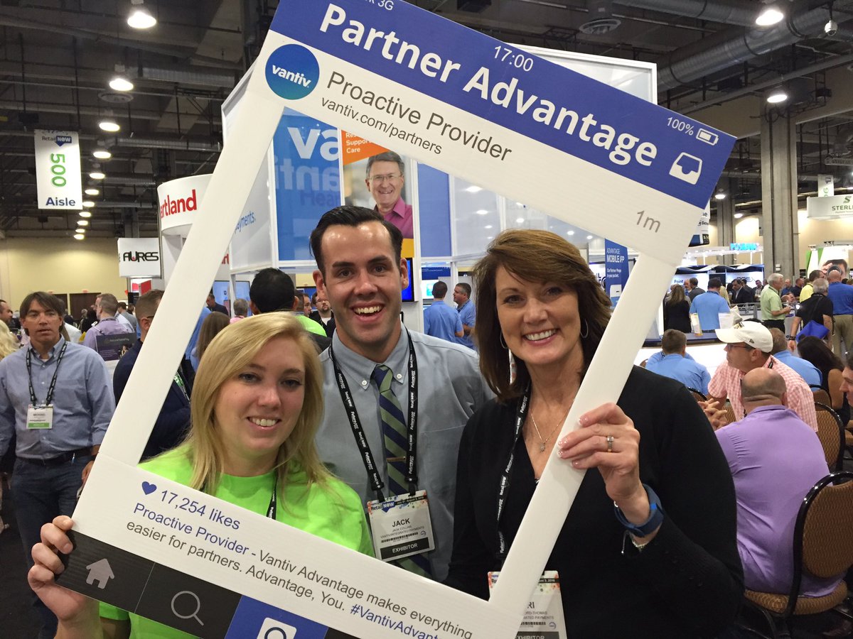 KreReischel's tweet photo. Fun at the @VantivONE with our #vantivadvantage partners @lstafford625 @ohallaTRON #RetailNOW2016 https://t.co/Unz18kjIzr