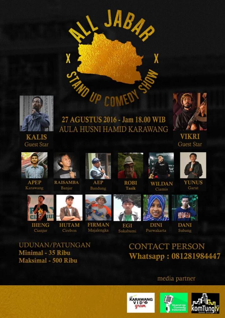LAST TOMORROW (@lasttomorrowkrw) on Twitter photo ALL JABAR STAND UP COMEDY SHOW 27 Agustus 2016 at Gedung Aula Husti Hamid Karawang Start 18.00 Cc : <a href="/StandUp_KRW/">STANDUPINDO KARAWANG</a> ALL JABAR STAND UP COMEDY SHOW 27 Agustus 2016 at Gedung Aula Husti Hamid Karawang Start 18.00 Cc : <a href="/StandUp_KRW/">STANDUPINDO KARAWANG</a>