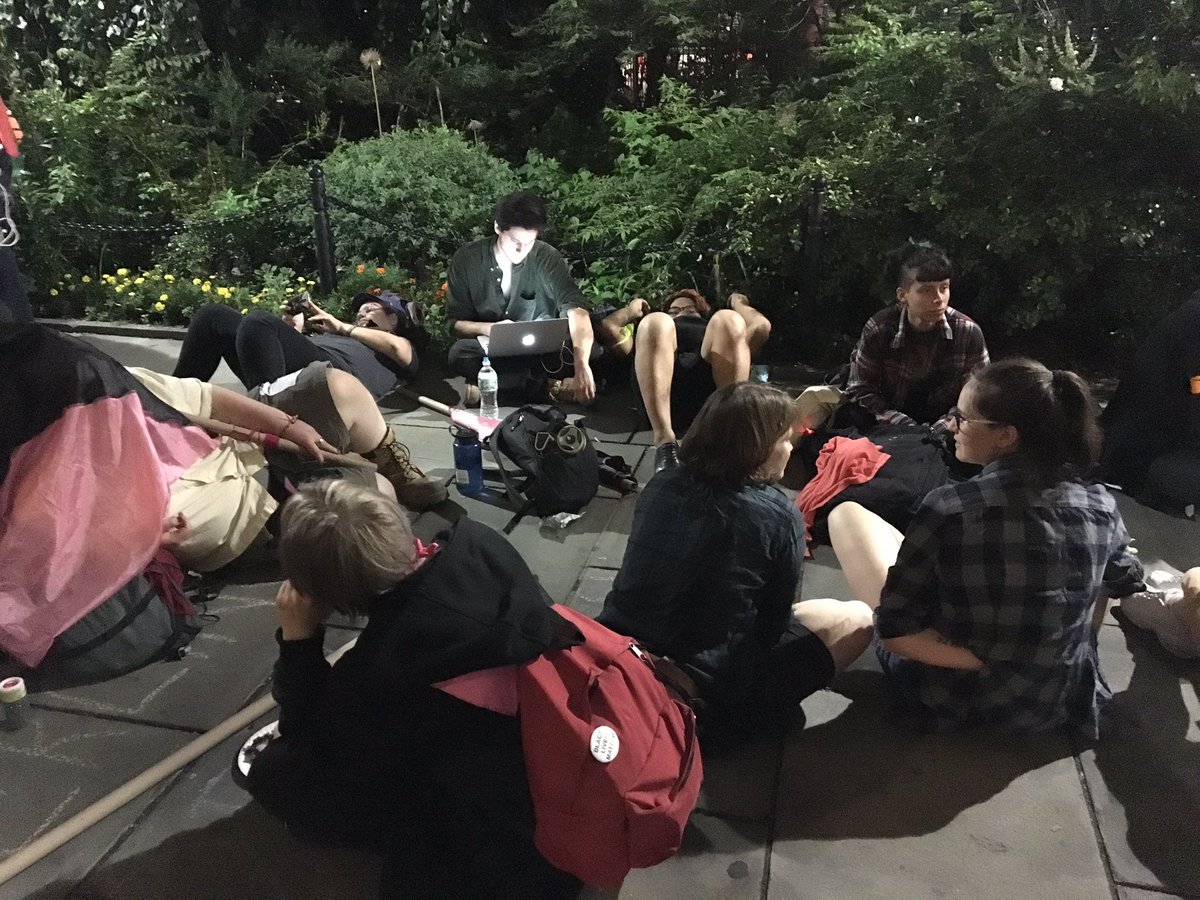 MillionsMarch's tweet photo. #ShutdownCityHallNYC holding space into the night. We out here!! #FireBratton #AbolishPolice https://t.co/dRfwRBpj6p