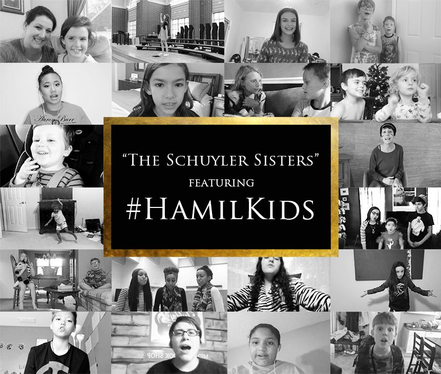 HamiltonMusical's tweet photo. Calling all #Hamilkids! Post a video singing "The Schuyler Sisters" &amp; tag #Hamilkids to be part of #HamWeek. #RiseUp https://t.co/I8qcjC1Hfm