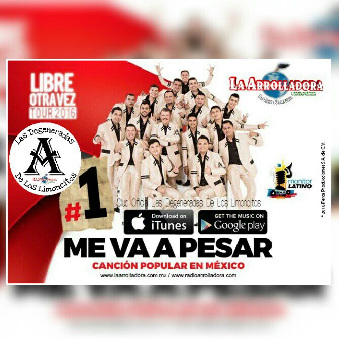 sarahic98's tweet photo. La @Arrolladora sigue siendo #1 con #MeVaAPesar 🎤😍🎶👌 ¡FELICIDADES!❤ Se lo merecen👑
@DEGENERADAS_TAB #LDDLL https://t.co/3d4OtrmRBw