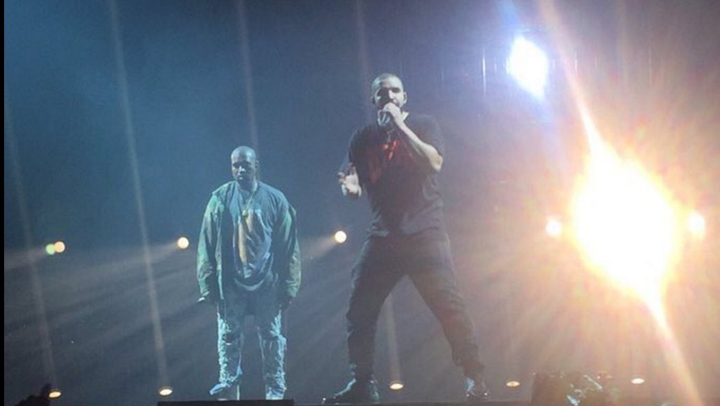musicfeeds's tweet photo. .@kanyewest just crashed another @Drake gig, confirmed they’re making an album together https://t.co/CTII3NeTB5 https://t.co/S4rc9aToih