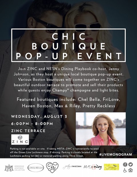 BostonSceneMag's tweet image. Wednesday Aug 3rd from 6-8pm, @DiningPlaybook's @jennyj33 will host the ‘Chic Boutique Pop–Up Event’ at @LiveZINC