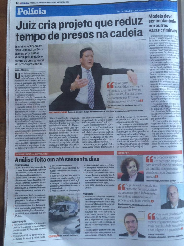 FarinaAl's tweet photo. Agradeço ao jornal A Tribuna por veicular a criação do nosso projeto. https://t.co/DlwoviPkPQ