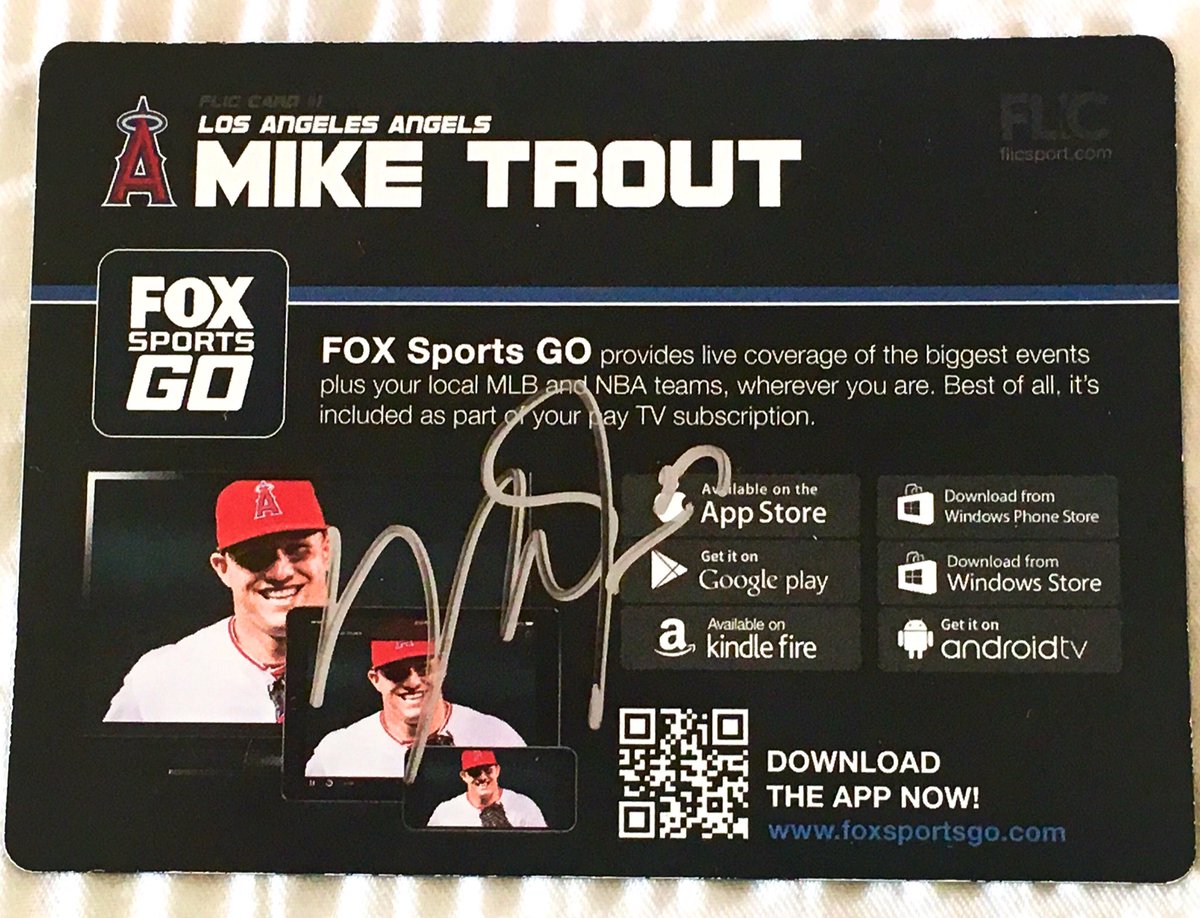 flicsport's tweet photo. Autographed copy of FLIC card # 1 signed by the man himself @MikeTrout More to come! #motioncard https://t.co/Zp3Tx96D4i